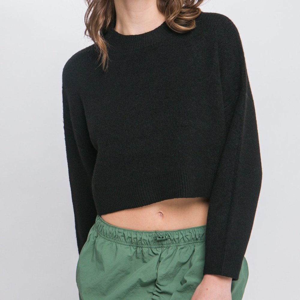Wool Blend Cropped Sweater Top